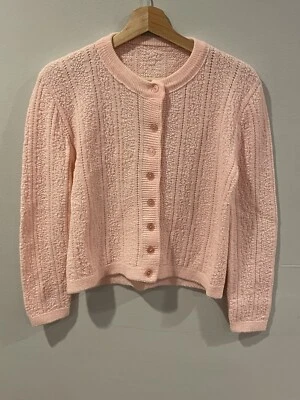 Cárdigan Suéter Vintage Mujer Pequeño Rosa Abuela Informal Botón Años 60 70 Foto 1 de 4