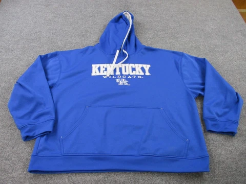 Majestic Kentucky Wildcats Hoodie Adult 2XL XXL Blue Kangaroo Sweatshirt Mens Cover