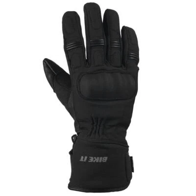 BIKE IT BikeIt Triple Black Mens Motorcycle Gloves Waterproof Touring Adventure Glove