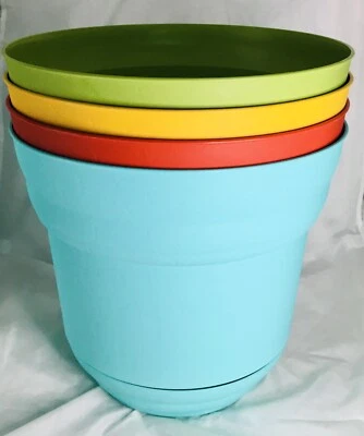 "Juego de 4 macetas de plástico transversales 14"" Robert Allen hogar y jardín nuevas" Foto 1 de 4