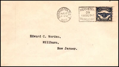 Scott C5 - 16 Cents Wing - FDC - Worden - Typed Address - SCV - $600.00 - Image 1 of 2