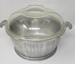 Vintage Guardian Service Hammered Aluminum 10" 4 Quart Round Pot W/ Glass Lid - Picture 1 of 14