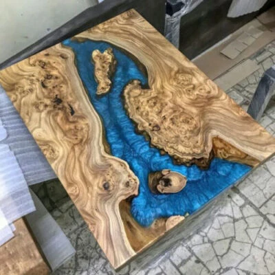Blue Epoxy Table Top, Console Epoxy Wooden Table Top, Handmade Epoxy Furniture - Image 1 of 4