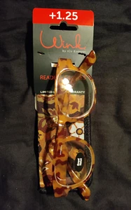 Occhiali da lettura Wink ICU Eyewear Rocklin marrone lettori con custodia +1,25 nuovi con scatola - Foto 1 di 3