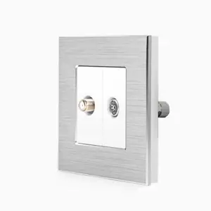 TV & Satelliten Anschlussdose SAT - TV Antenne Unterputz Alu-Rahmen Luxus-Time - Bild 1 von 4