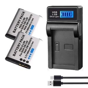 2Battery +LCD Charger For DB-L80 Sanyo Xacti VPC-X1250 VPC-X1420 DSC-X1250 X1260 - Picture 1 of 12