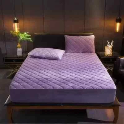 Funda de colchón acolchada gruesa cálida suave cristal terciopelo cama sábana ajustable Foto 1 de 4
