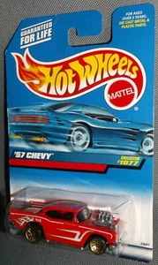 Hot Wheels 1999 Collector #1077 1957 57 Chevy Red White Black Gold WSPs 24091 - Picture 1 of 2