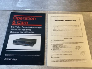 JCPenney VCR Model 686-6085 Catalog 855-0246 Original Instruction Manual - Picture 1 of 2