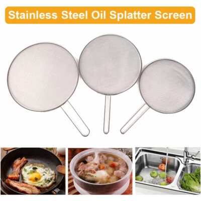 Stainless Steel Splatter Screen Oil Proofing Lid Spill Proof Frying Pan Cover - Image 1 of 4