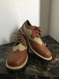 Kenneth Cole Reaction "Take Fair" Cognac Wingtip Oxfords Brown Mens Size 5.5/37 - Picture 1 of 11
