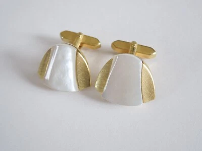 "Amerik" gestempelte Vintage Manschettenknöpfe mit Perlmutt 16,3 g/2,1 x 1,7 cm  - Bild 1 von 4