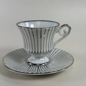 Alka Kunst Bavaria Western Germany Demitasse Teacup & Saucer Set - Silver Rays - Picture 1 of 5