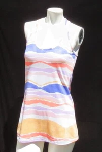 LULULEMON Beacher Stripe White Iris Flower CRB Cool Racerback Tank Top US M 8 - Picture 1 of 6