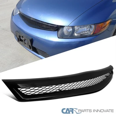 Fit Honda 06-08 Civic 2Dr Coupe Si Black ABS Type JDM Front Bumper Hood Grille R - Image 1 of 4