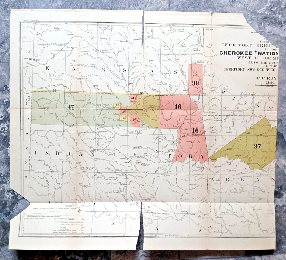 Mapa del Territorio de la Nación Cherokee 1884 - Incompleto - Ver descripción Foto 1 de 1