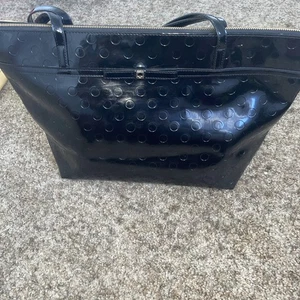 Kate Spade New York Camellia Black Patent Leather Bow Large Tote Bag 🌸18”L X 10 - Picture 1 of 19
