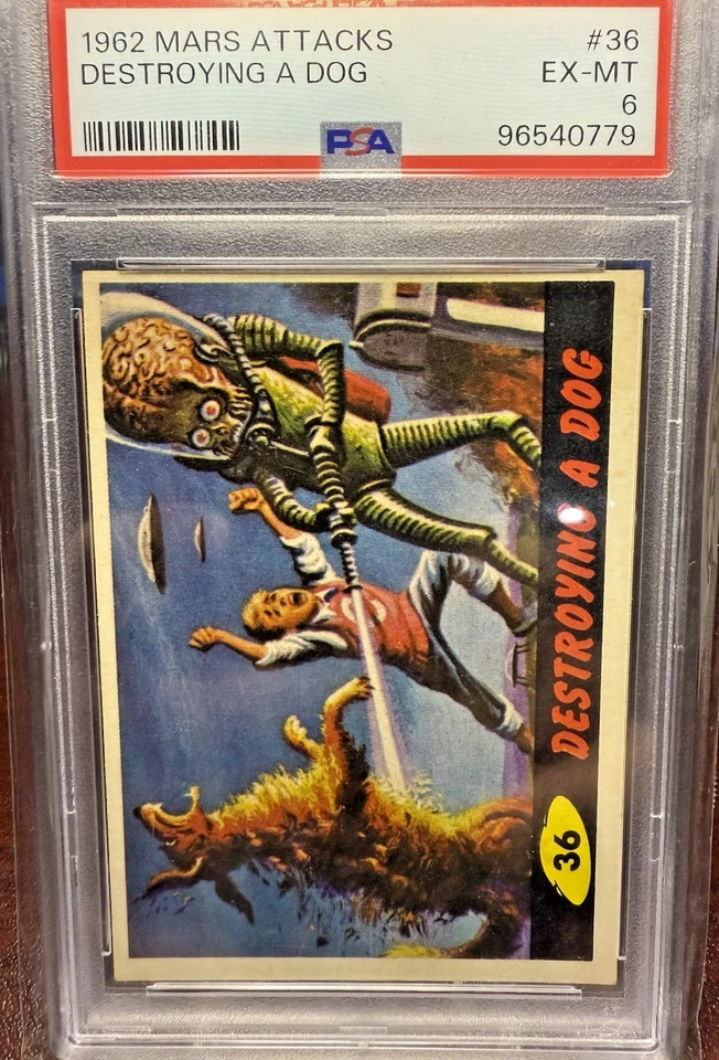 1962 Topps Mars Attacks #36 "Destroying a Dog"  PSA 6 Retro Vintage Graded LOOK! - Image 1 of 3