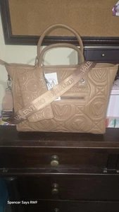 Valentino Orlandi Luxury Quilted Taupe Leather Tote Bag XL Gunmetal Hardware NEW - Picture 1 of 5