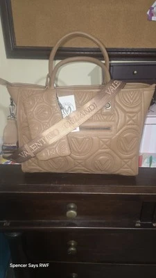 Valentino Orlandi Luxury Quilted Taupe Leather Tote Bag XL Gunmetal Hardware NEW - Image 1 of 4