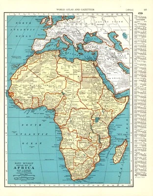 Mapa antiguo de África 1940 mapa antiguo mapa atlas de África galería decoración de pared 2409 Foto 1 de 3