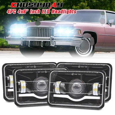 Faros LED de haz alto/bajo de 4x6 pulgadas para Cadillac Fleetwood/DeVille 1975-1986 4 piezas Foto 1 de 4