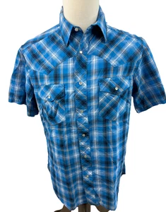 Wrangler Blue Pearl Snap Western Kurzarm Cowboy VINTAGE Hemd Medium - Bild 1 von 5