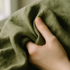 Moss Green Linen Fabric by the Yard – Garments, Home Décor & Crafting Projects - Picture 1 of 10