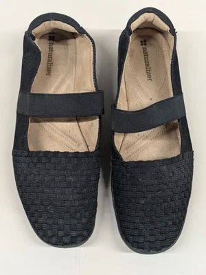 Zapatos planos Naturalizer Mary Jane para mujer 8,5 M Fearn negros tejidos elásticos sin cordones Foto 1 de 4