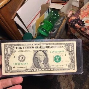 Fancy Flipper Note Serial Number 1 Dollar Bill,,#00099166 - Picture 1 of 5