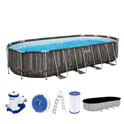 Framepool Swimmingpool Oval Komplett-Set mit Filterpumpe 732 x 366 x 132 cm - Bild 1 von 4