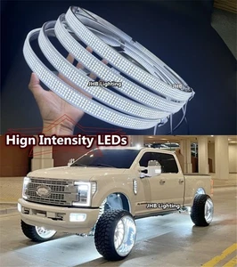Set 4x 15.5"PURE WHITE QUAD ROW Strobes Truck Tire Wheel Rim LED Ring Lights Set - Picture 1 of 7