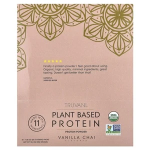 2 X Truvani, Plant Based Protein Powder, Vanilla Chai, 10 Packs, 1.08 oz (30. 6 - Picture 1 of 2