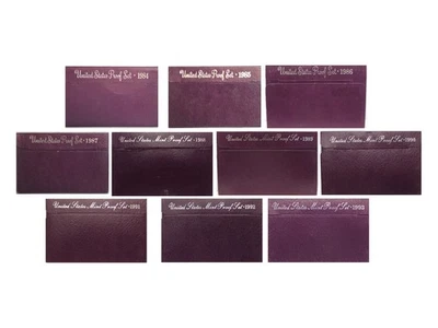 Proof Set Run (Clad) 1984 -1993 - 50 US Coins - OGP - Image 1 of 4