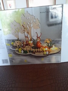 Easter Decorative Wooden Garden Tea Light Holder Bunny Family With Lots Of Details - Picture 1 of 8