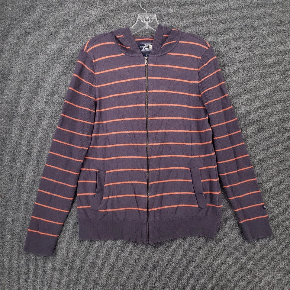 Sudadera con Capucha para Mujer The North Face L Grande Azul Rayas Mezcla de Lana Suéter Cremallera Completa Foto 1 de 4