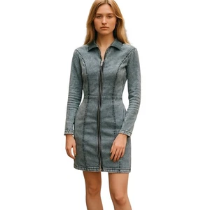 Paris Blues Vintage Jeanskleid 80’s Bodycon Full Zip Acid Wash Retro Dress Y2K Gr. 9 - Bild 1 von 10