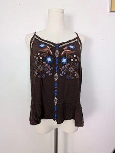 Shyanne Tank Top L Western Floral Embroidered Rodeo Cowgirl Boho - Picture 1 of 5