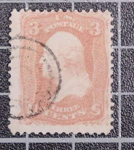 Scott 65 3 Cents Washington Used Black Target Type Fancy Cancel  - Picture 1 of 1