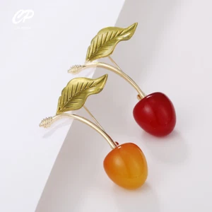 Broches de cereza para mujer esmalte frutas bodas informales fiesta broche alfileres regalos - Imagen 1 de 7