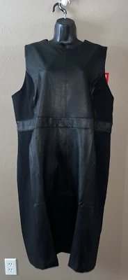 Spanx Faux Leather Sleeveless Combo Sheath Black Dress Size 2XL NWT's 20393R - Image 1 of 4