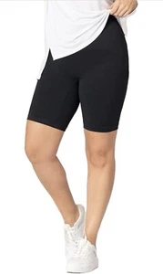 Mid Waisted Long Black Casual Biker Shorts For Women XL - Picture 1 of 3