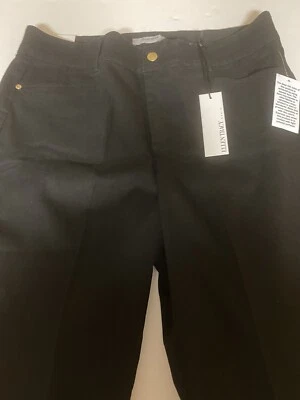 Pantalones de mezclilla para mujer Ellen Tracey negros tiro alto pierna ancha talla 16 Foto 1 de 4