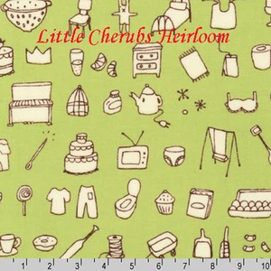 "A Day In The Life" Pistachio Fabric - Picture 1 of 1