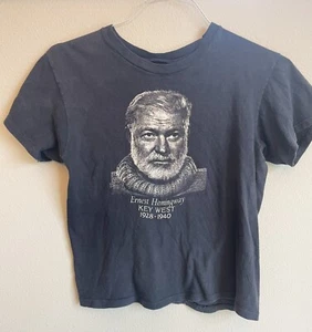 Vintage Ernest Hemingway Key West Home Souvenir Dark Gray T-Shirt Sz: S - Picture 1 of 3