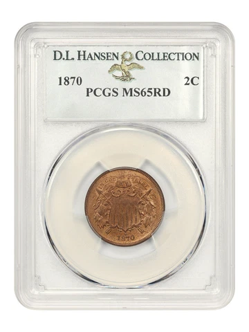1870 2c PCGS MS65 RD ex: D.L. Hansen Cover
