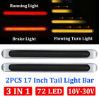 2pcs 17" Smoke/(Red+Amber) 72 LED Silver Truck Trailer Stop Turn Tail Light Bar