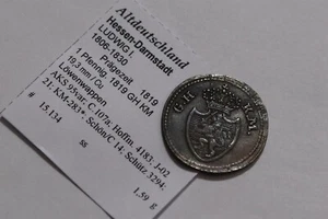 🧭 🇩🇪 GERMANY HESSE-DARMSTADT 1 PFENNIG 1819 B79 #Z9508 - Picture 1 of 2
