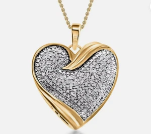 White Diamond 925 Sterling Silver Heart Pendant Necklace Size 18" 1 CTW - Picture 1 of 7