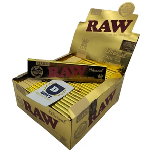 Raw Ethereal Gold King Size Slim Rolling Papers 1 3 6 12 25 50 Full Seal Box NEW - Picture 1 of 26